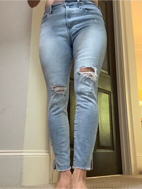 Light Blue Distressed Skinny Jeans for Women